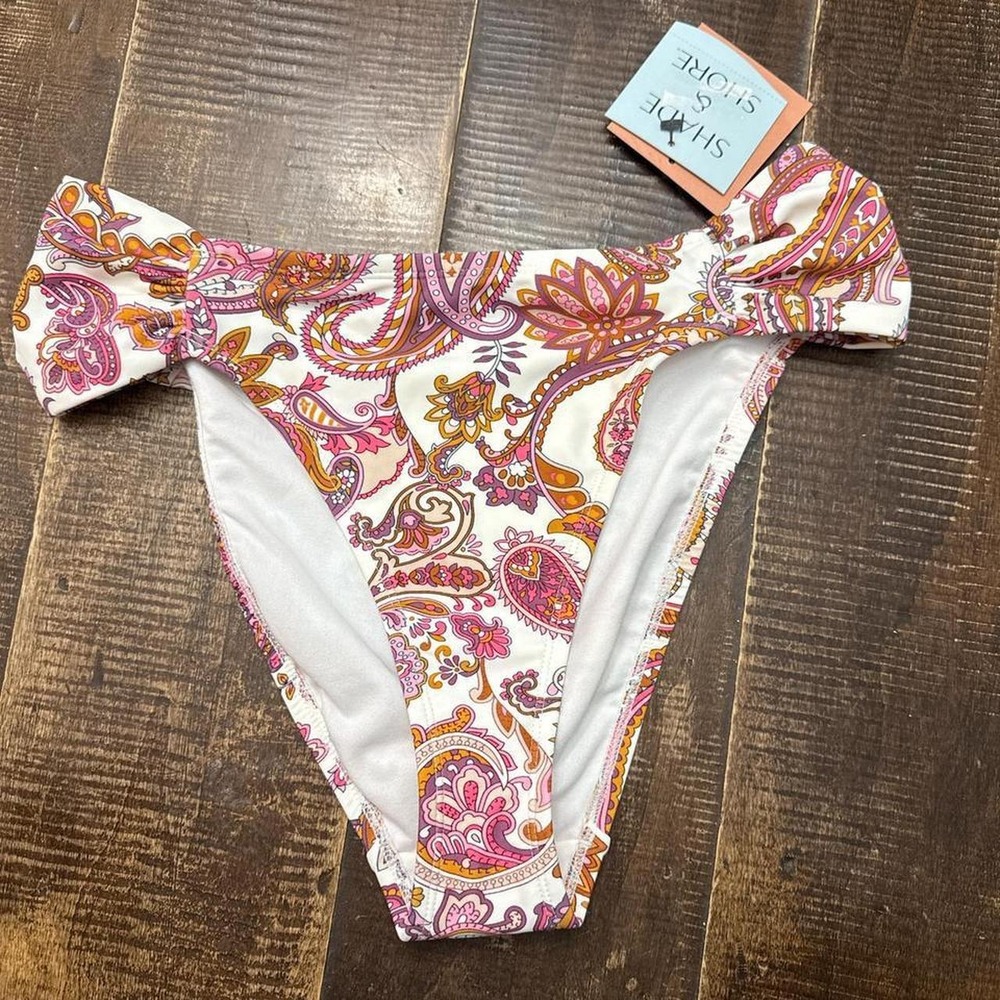 Shade & Shore pink and white paisley print bikini bottoms